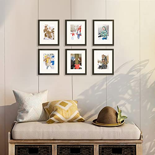 upsimples 8x10 Picture Frame Set of 10, Display Pictures 5x7 with Mat or 8x10 Without, Multi Photo Frames Collage for Wall or Tabletop Display, Black | Fit 5x7 and 8 x 10 Photos, Wall or Tabletop Display, For Gallery Hallway Living Room, For Christmas - c