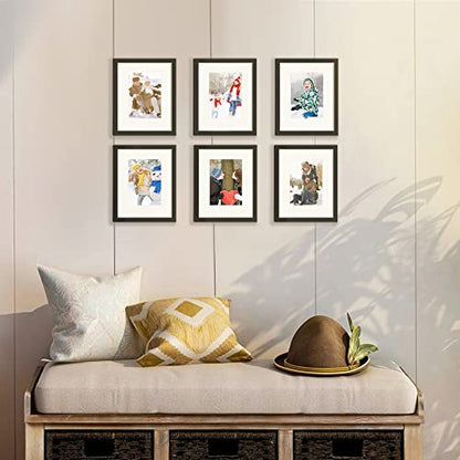 upsimples 8x10 Picture Frame Set of 10, Display Pictures 5x7 with Mat or 8x10 Without, Multi Photo Frames Collage for Wall or Tabletop Display, Black | Fit 5x7 and 8 x 10 Photos, Wall or Tabletop Display, For Gallery Hallway Living Room, For Christmas - c