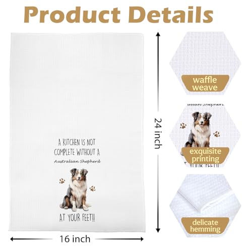 Australian Shepherd Kitchen Towels 16x24 Inch, Australian Shepherd Gifts Decorative Waffle Weave Dish Towels, Funny Dog Lovers Mom Gifts Hand Tea Towel, Set of 2 - color: Australian Shepherd