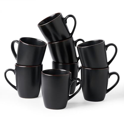 famiware Venus Coffee Mugs Set of 8, 13 oz Ceramic Stoneware Mug Cup Set | Coffee Mug with Handle for Tea, Latte, Cappuccino, Cocoa, Milk, Microwave and Dishwasher Safe, Matte Black - color: Matte Black, size: 8pcs