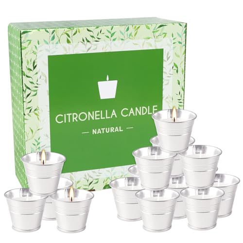 Outdoors Citronella Candles 32Pack - Garden Citronella Scented Candles, Long Burning, 2 oz Small Tin Candles Gift Sets for Home Patio Yard Indoors, Balcony, Camping BBQ & Summer Parties. - color: 32Pak-Silver-white lemongrass