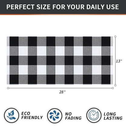 Homaxy 100% Cotton Plaid 6 Pack Kitchen Towels, 13" x 28", White & Black | Waffle Weave, Plaid, Super Soft and Absorbent Dish Towels, Quick Drying, Multi-Purpose - color: White & Black, size: 13 x 28 - 6 Pack