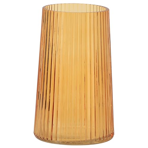 Amber Glass Vase for Flower, Flower Vase for Bouquet, Modern Glass Vases, Ribbed Vases for Living Room, Bedroom, Dining Table, Office, Wedding, Centerpieces, 8 Inches - color: Amber, size: Large