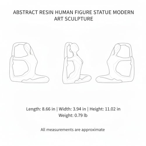 Modern Abstract Resin Human Figure Sculpture, Beige Minimalist Art Statue for Home Office Desk Shelf Decor - size: 8.66 x 3.94 x 11.02 in