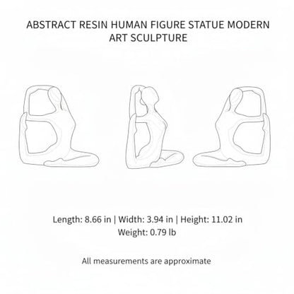 Modern Abstract Resin Human Figure Sculpture, Beige Minimalist Art Statue for Home Office Desk Shelf Decor - size: 8.66 x 3.94 x 11.02 in