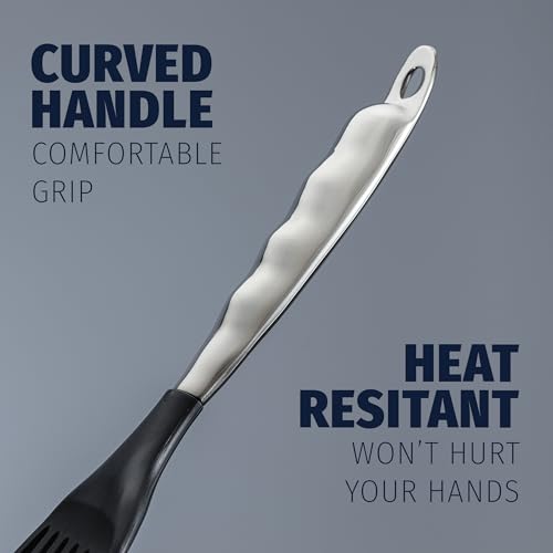 Zulay Kitchen Stainless Steel Fish Spatula - 12.8” Flexible Slotted Turner for Cooking & Frying - Ergonomic Handle, Non-Stick Safe & Dishwasher Safe Kitchen Utensil for Everyday Use - size: Medium