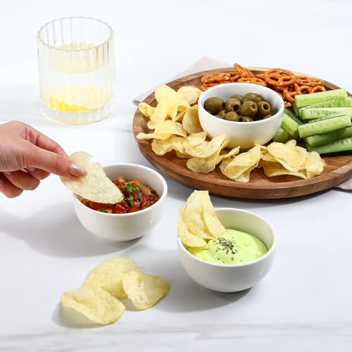 Selamica Ceramic Dipping Bowls 4 oz, Mini Dip Bowls Set of 6 for Sauce, Condiment, Side Dish, Charcuterie Board, Microwave Dishwasher Safe, White - color: White, size: 4 Oz