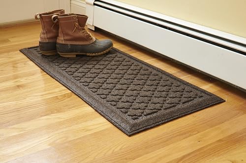 Artisan Entry Indoor Mats for Entryway, Durable & Easy to Clean Tray for Boots, Anti-Slip & Water-Resistant for Front Room, Made in The USA, 15" x 36", Walnut, by Mats Inc. - color: Boot Tray - Walnut, size: 15" x 36"