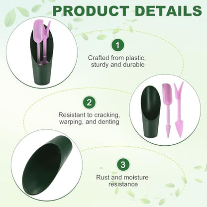 M METERXITY 2-Set Succulent Tools, Plastic 2-in-1 Mini Garden Shovel Hand Succulent Transplanting Tools Garden Shovel Transplant Trowel for Planting/Digging/Aerating [Deep Green,Purple] - color: Deep Green,Purple