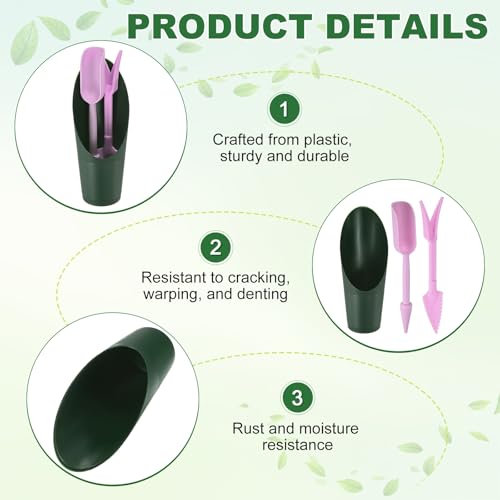 M METERXITY 2-Set Succulent Tools, Plastic 2-in-1 Mini Garden Shovel Hand Succulent Transplanting Tools Garden Shovel Transplant Trowel for Planting/Digging/Aerating [Deep Green,Green,Purple] - color: Deep Green,Green,Purple