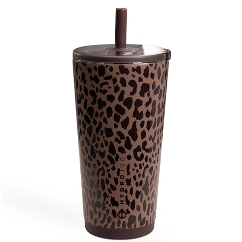 HydroJug Everyday Tumbler 20 oz, Ceramic-Lined Straw Cup, Brown Leopard - color: Brown Leopard, size: 20 Ounces