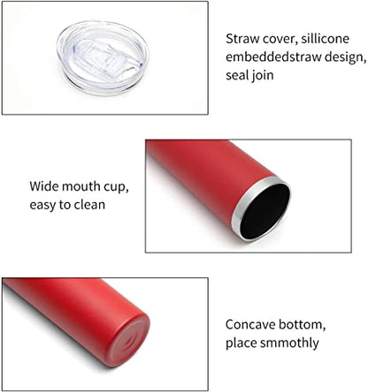 HASLE OUTFITTERS 20 oz Skinny Tumblers Bulk Set, Stainless Steel Insulated Slim Tumblers with Lids, Reusable Double Wall Travel Coffee Mugs, Durable Powder Coated Travel Water Cups(Red, 12) - color: Red, size: 20 oz (12 Count)