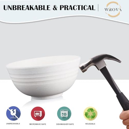 Wheat Straw Bowls Set of 8, Unbreakable White Cereal Bowl 26OZ, Microwave and Dishwasher Safe Oatmeal Bowls, Kitchen Bowl Suitable for Cereal,Salad,Snack (White) - color: White, size: 26 oz