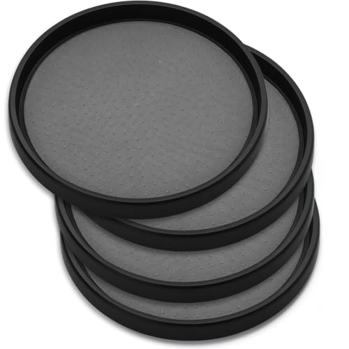 Oizeir 10 Inch Lazy Susan (Set of 4) - Non-Skid Turntable for Cabinet to Maximize Storage and Simplify Accessibility in Kitchen, Bathroom, and Pantry Spaces (Black) - color: Black