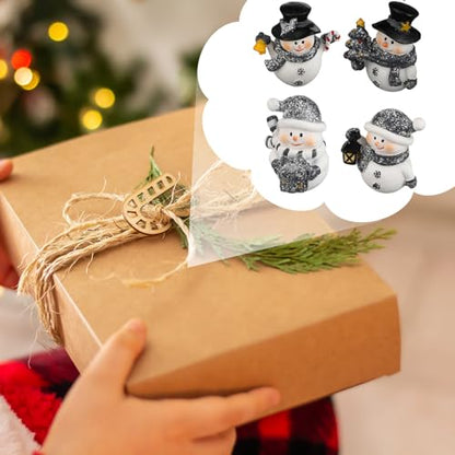 Honoson 12 Pcs Christmas Cute Snowman Figurines Winter Miniature Glittered Figurines Resin Micro Landscapes Winter Snow Decoration for Christmas Birthday Home Decorations Gift (Cute Snowman) - style: Cute Snowman