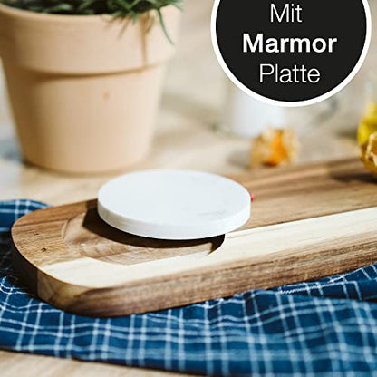 Moritz & Moritz Wooden Serving Board with Marble Plate - Acacia Wood Board - A Decorative Piece for Cutting, Arranging or Serving Cheese
