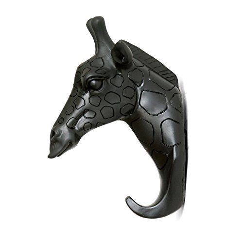 Giraffe Head Single Wall Hook/Hanger Animal Shaped Coat Hat Hook Heavy Duty, Rustic Decorative Gift, Black - color: Giraffe-Black