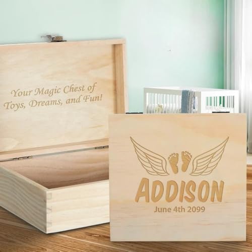 Personalized Baby Memory Box for Keepsakes Custom Engraved Wooden Newborn Gift Box with Lid - Baby Shower Gifts for Boys Girls Keepsake Chest - Storage Boxes for Photos Milestones First Year Treasures - style: 11. New Born Baby Designs