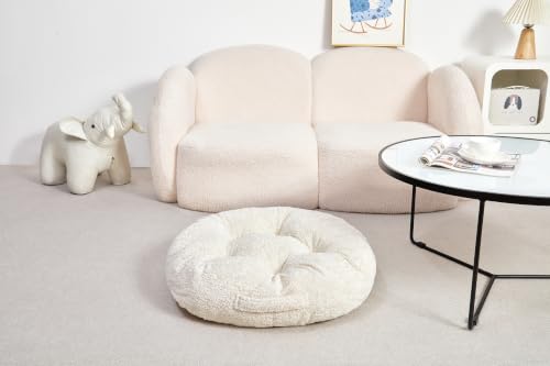 Floor Cushion Pillow, Portable Large | Meditation Adult Sitting Pillow with Handle for Tatami, Living Room & Yoga (1, Round, Fog, 22 x 22 x 6 inches) - color: Round, Fog
