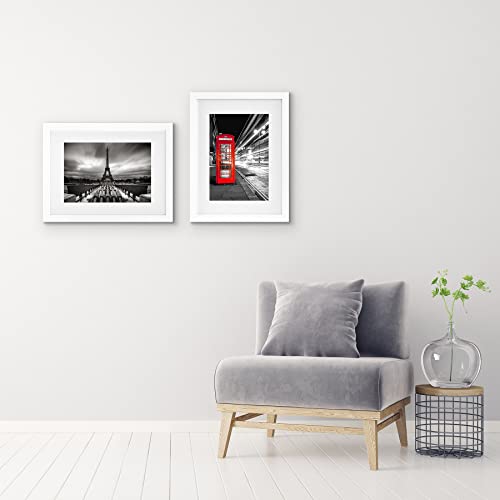 Americanflat 11x14 Picture Frame with Shatter-Resistant Glass - Set of 2 - Use as 8x10 Frame with Mat or Display 11x14 Photo Without Mat - Signature Collection - Picture Frames for Wall - White | Engineered Wood construction, Shatter-resistant glass, hang