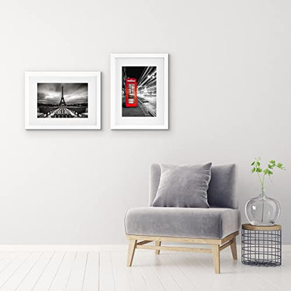 Americanflat 11x14 Picture Frame with Shatter-Resistant Glass - Set of 2 - Use as 8x10 Frame with Mat or Display 11x14 Photo Without Mat - Signature Collection - Picture Frames for Wall - White | Engineered Wood construction, Shatter-resistant glass, hang