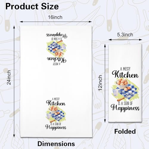 A Messy Kitchen is A Sign of Happiness Kitchen Towels 2 Pack, Towels Set for Housewarming, Thanksgiving Housewarming Gifts for Wife Neighbor Mom Friends, Cooking Lovers Gifts Ideas - color: Messy Kitchen