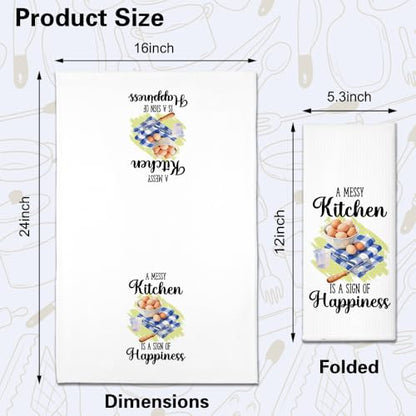 A Messy Kitchen is A Sign of Happiness Kitchen Towels 2 Pack, Towels Set for Housewarming, Thanksgiving Housewarming Gifts for Wife Neighbor Mom Friends, Cooking Lovers Gifts Ideas - color: Messy Kitchen