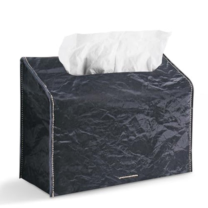 Hand Towels Box Cover,PU Leather Tissue Box Cover Holder Compatible with Kleenex Disposable Paper Hand Towels Suitable for Dining,Kitchen,Bathroom(1-Black) - color: 1-black
