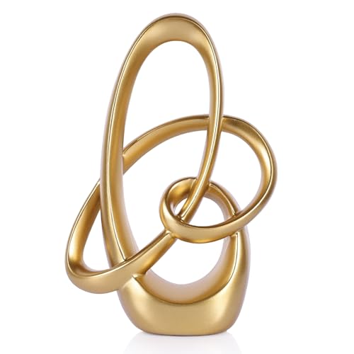 Modern Gold Knots Decor - 8.6" Resin Golden Knot Statue, Abstract Gold Sculptures Home Decor for Living Room, Coffee Table, Shelves, Entryway, Office Tabletop Accent, Decorative Knick Knacks Gift - color: Gold, size: Medium