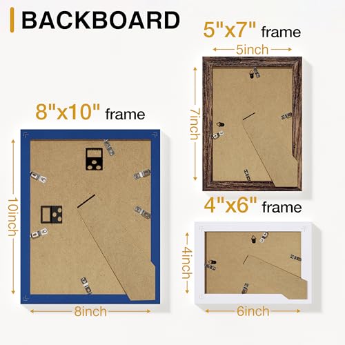 Vittanly 12 Pack Gallery Wall Frame Set, Black, Brown, White | Gallery Wall Frame Set: 4pcs 8x10, 4pcs 5x7 & 4pcs 4x6 Photos for Wall & Table, Picture Frames made of Engineered Wood - color: Blue & Brown & White