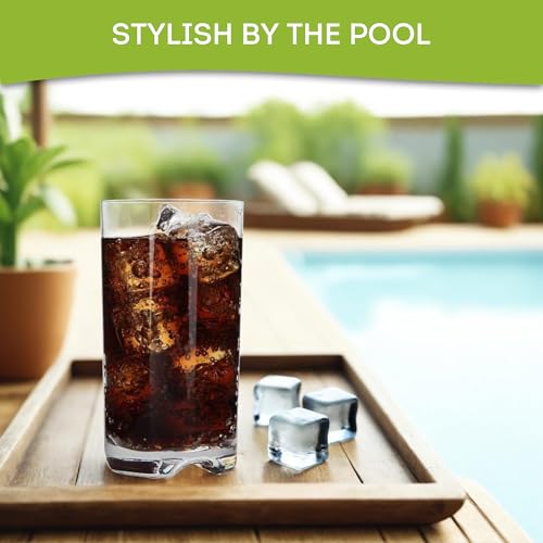 Lily's Home Unbreakable Highball Tumblers, Made of Shatterproof Tritan Plastic and Ideal for Indoor and Outdoor Use, Reusable (14oz each, Set of 4) - size: 14 Ounces