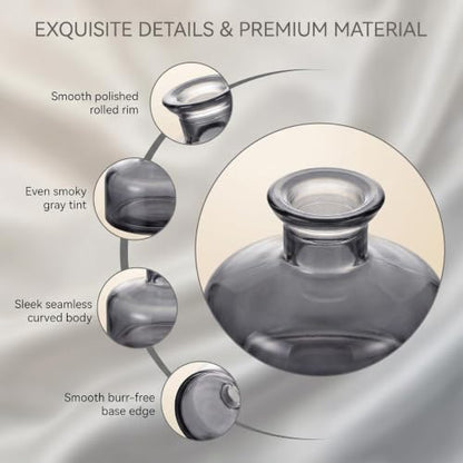 200ml Gray Glass Reed Diffuser Bottle, Empty Refillable Aromatherapy Jar | Wide body for better fragrance dispersion Narrow neck fits most standard reed sticks - color: Grey
