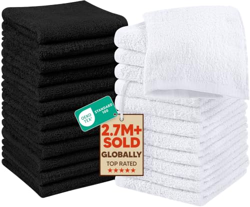 Utopia Towels 24 Pack Washcloths, 12x12 in, 100% Cotton, Variety | Premium 100% Ring Spun Cotton Face Cloths - Highly Absorbent, Fast Drying Soft Feel Fingertip Towels for Daily Use - color: Grey, White