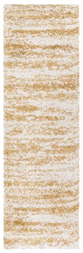 SAFAVIEH Hudson Shag Runner Rug 2'3"x8', Plush Modern Ivory & Gold SGH206D - color: Ivory/Gold, size: 2'3" x 8' (Runner)