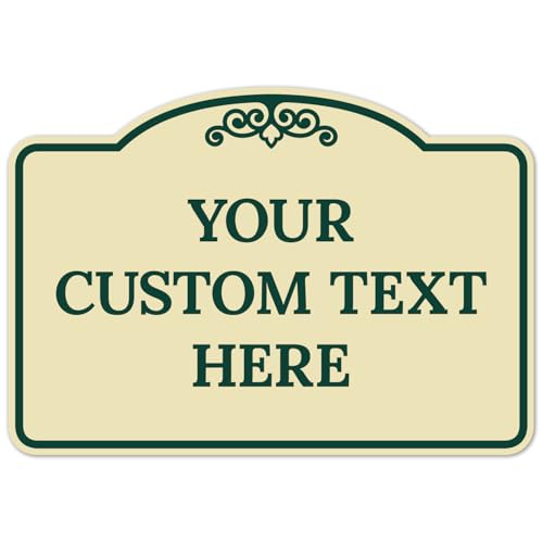 Custom Decorative Sign, Personalized Metal Sign for Business, Driveway, Home, Airbnb, Office Door Plaque, Green Border Sign, 7x10 Inches, ACM, Fade Resistant, Made in USA by Sigo Signs - color: Ivory, size: 10x7