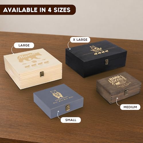Personalized Wooden Memory Box for Mom – Custom Engraved Mama Bear Keepsake Box with Names, Mother’s Day Gift for Mom, Photo Storage & Memory Chest - style: 19. Mama Bear Designs