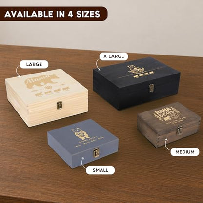 Personalized Wooden Memory Box for Mom – Custom Engraved Mama Bear Keepsake Box with Names, Mother’s Day Gift for Mom, Photo Storage & Memory Chest - style: 19. Mama Bear Designs
