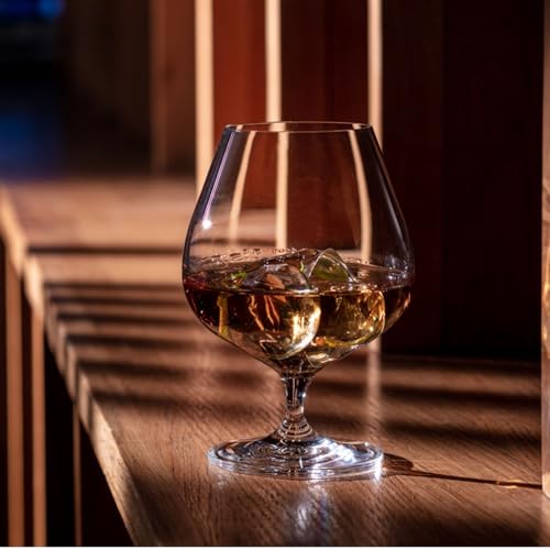 Krosno Cognac Glasses Set of 6, 18.6 oz, Harmony Collection | Drinking Glasses, Brandy Tasting Glass, Whiskey, Bourbon, Rum, Liqueur, Lead-Free Crystal, Elegant Glassware, Dishwasher Safe - style: Cognac 18.6 oz (Set of 6)