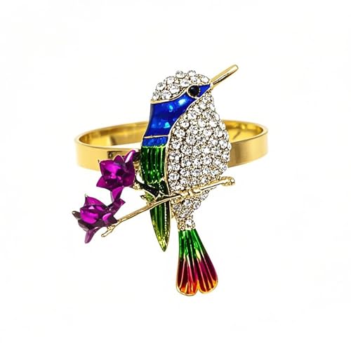 Hummingbird Napkin Rings Set of 6 Sparkly Rhinestone Bird Napkin Holder for Spring Party Garden Wedding Baby Shower Decor,Elegant Dining Table Setting for Holiday Gathering & Family Dinner - style: Blue