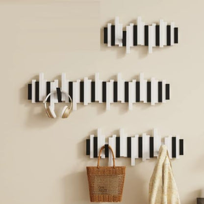 Wall-Mounted Coat Rack Rail Hook with Wood Pegs,Piano Coat Rack Wall Mount,for Small Spaces Entryway Hallway Bathroom(3 Hooks) - size: 3 Hooks