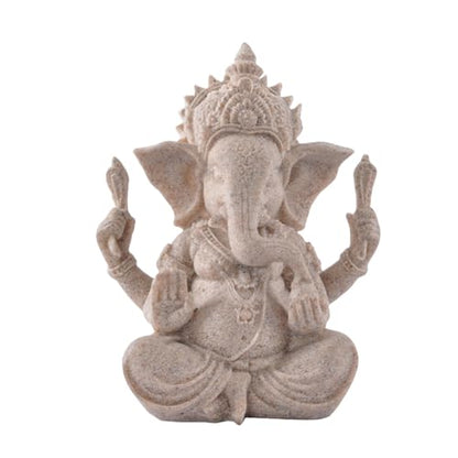 Indian God Lord Ganesha Statue, Ganesh Statue Elephant Buddha Ornament, Hindu Elephant Statue Ganesh Figurine Idol Buddha Sculptures for Home, Garden, Car (Beige) - color: Beige