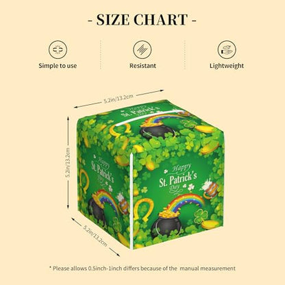 Tissue Box Cover,Rainbow St.Patrick's Day with Clover Leaf Leather Tissue Box Holder Square Facial Paper Case Organizer Dispenser for Bathroom Vanity Countertop Tabletop Car Office - color: Color5