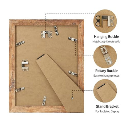iRahmen 8.5x11 Picture Frame Set of 2, Rustic Brown Certificate Frame with High Definition Real Glass, Wood Photo Frames 8.5 by 11 Diploma Document for Wall Hanging and Tabletop Display - color: Rustic Brown, size: 8.5X11