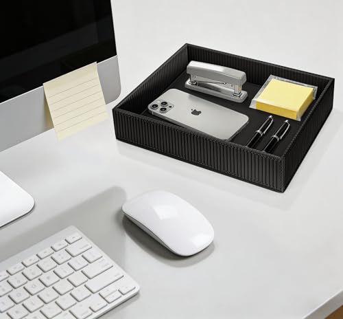 SITHON Valet Tray Desk Organizer PU Leather Catchall | Bedside Vanity Tray Nightstand Caddy Coin Box Key Jewelry Storage Organizer, Graduation, Stripe Black - color: Stripe Black
