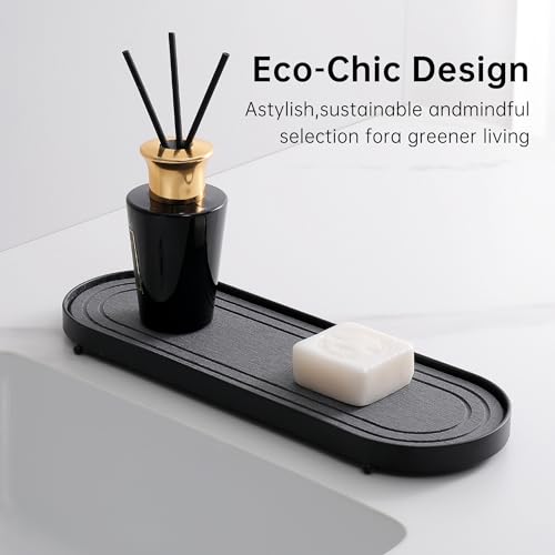 Water Absorbing Stone Tray, Fast Drying Sink Tray,Tray Coasters(Black) | Fast Drying Diatomite Stone Sink Tray Coasters, sink organizer,bathroom counter tray,tray Hand Soap Dish & Holders - color: Black