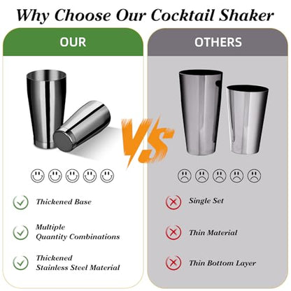 8 Pcs Cocktail Shaker Boston Shaker Set Professional Bartender Kit Bar Stainless Steel Drink Shaker Bartending Martini Tin with 18oz & 28oz Mixed Alcohol Tool for Beginner(Black) - color: Black
