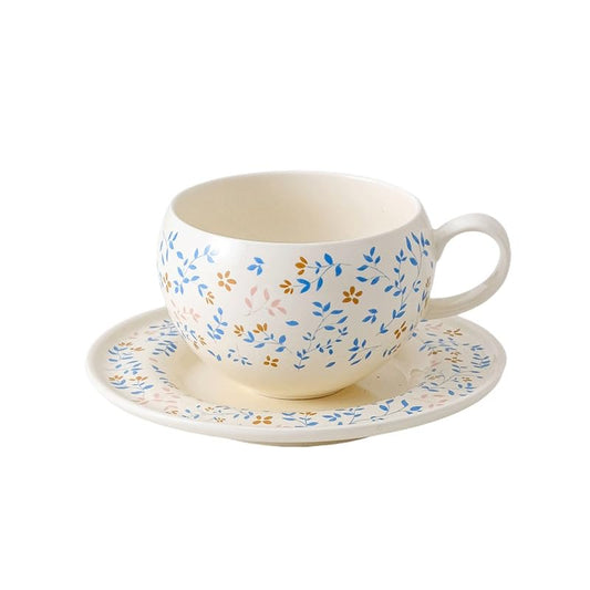 Country Plant Flower Ceramic Tea Cup Saucer Set as Afternoon Gift - color: Style5
