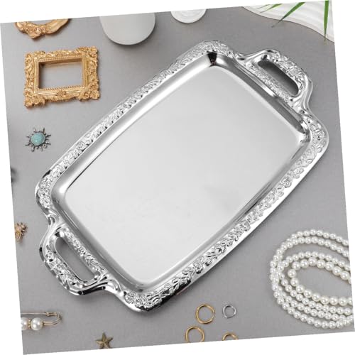 BESPORTBLE European Vintage Style Metal Serving Tray 39X23Cm Multi-Purpose Kitchen and Dining Tableware Plate for Bread and Food Serving in Household and Restaurant Use