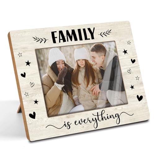 Family is Everyting Wood Picture Frame,Warm Home Desk Decor Gifts for Mom, Dad, or Grandparents，Housewarming Gift for Friends Fits 5x7Inch(Family-1) - color: Family-1