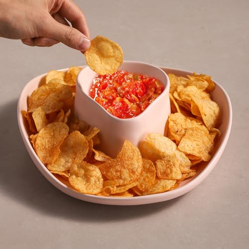 Chip and Dip Serving Set Bowl Cowboy Hat Chips and Salsa Serving Pink - color: Pure pink